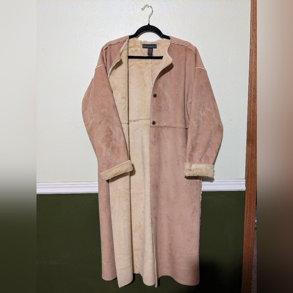 Faux suede sheepskin coat
